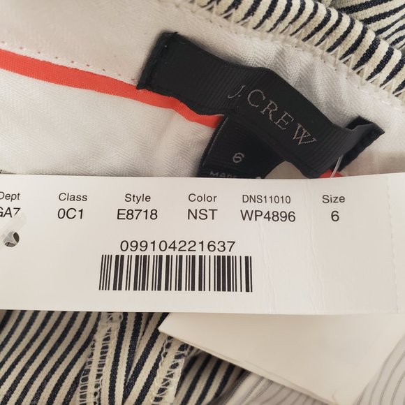 J.Crew Patio Pants Black & White Skinny Stripes Wide Leg Crop Sz 6 NWT - Picture 9 of 13